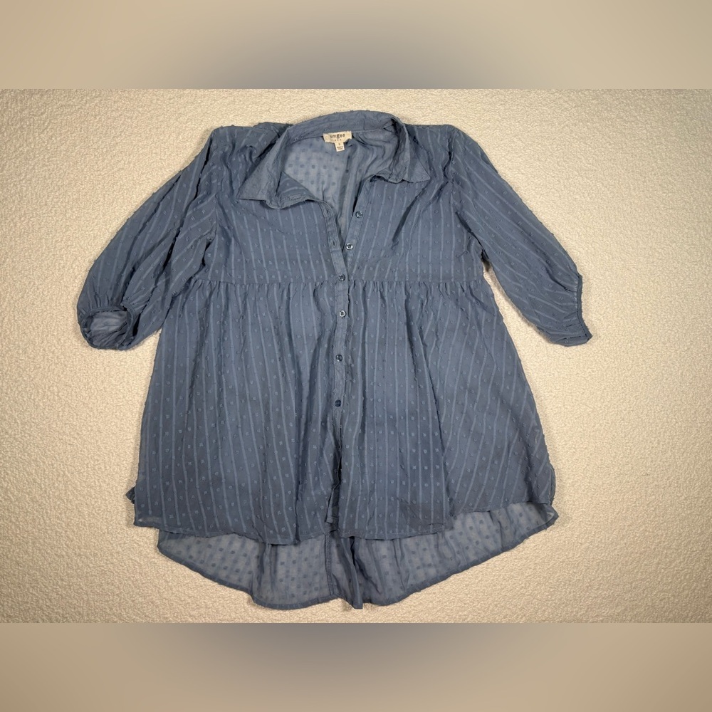 UMGEE DUSTY BLUE Sheer Dot Swiss size small